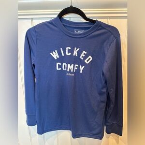 L.L. BEAN WICKED Boys SIZE Large 14-16 Blue &White Long Sleeve Tee Shirt